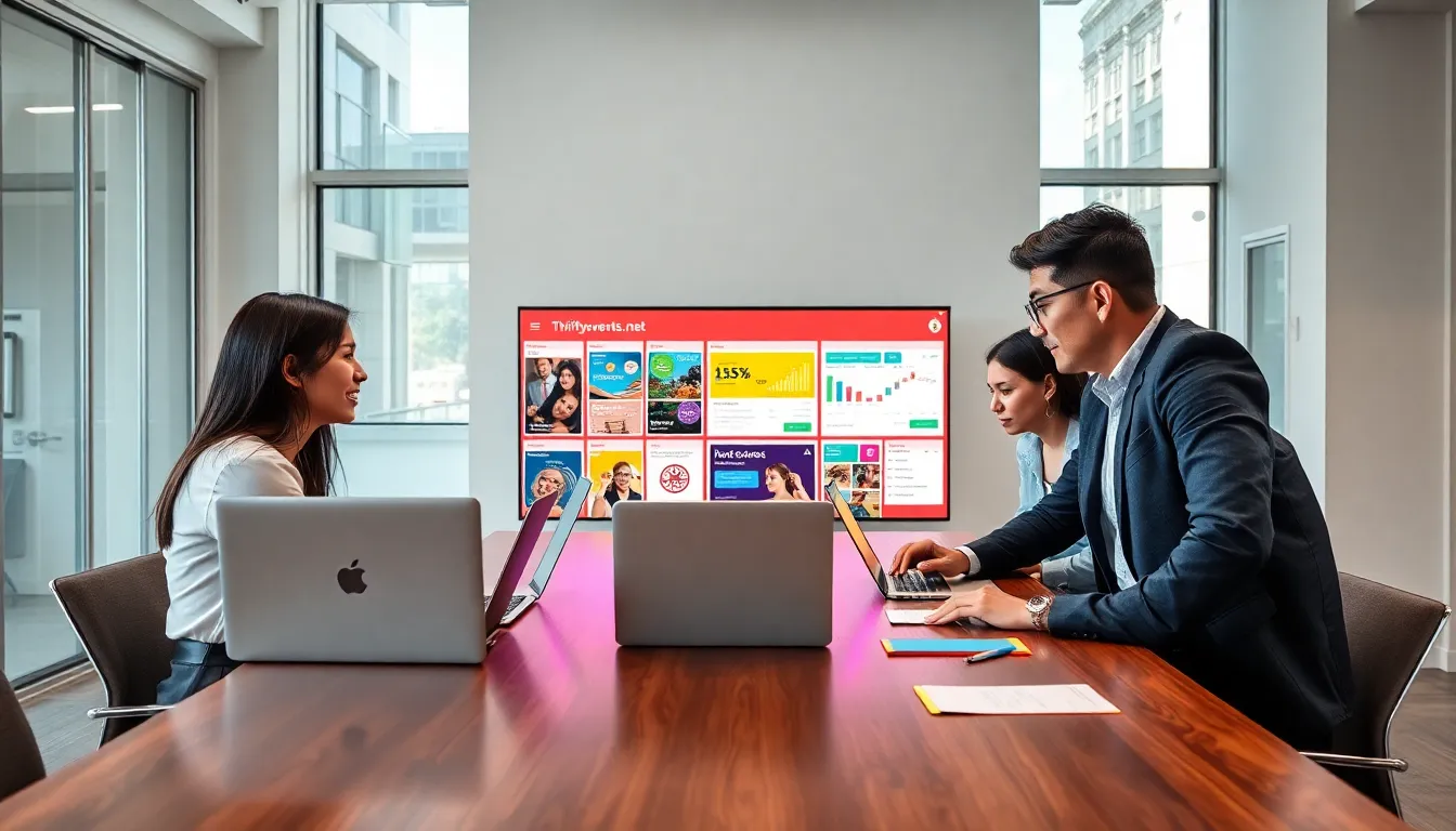 diverse team collaborating on event planning in a modern office.