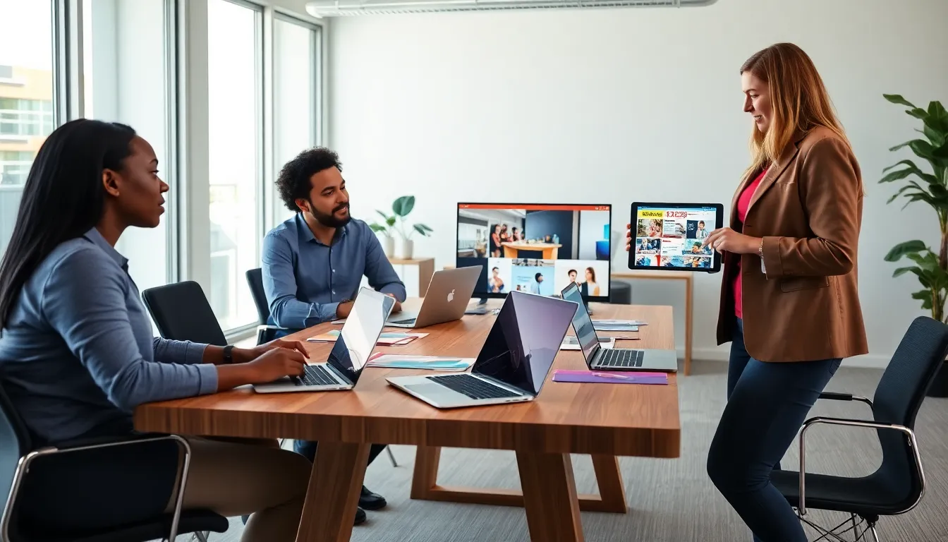 diverse team collaborating on budget-friendly event planning in a modern office.