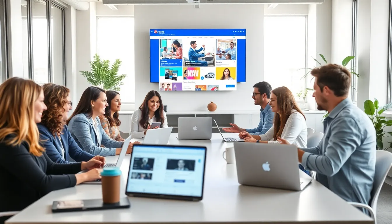 diverse professionals collaborating in a modern office environment.