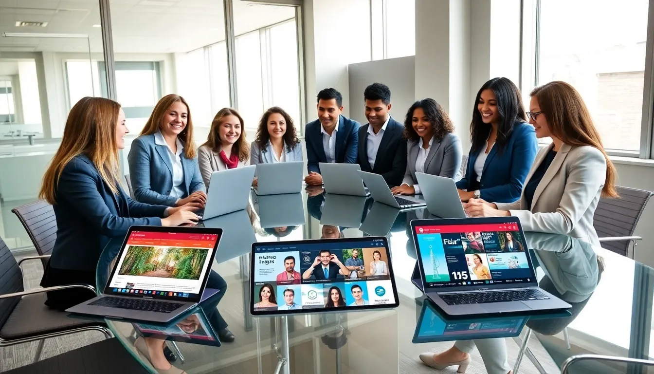 diverse professionals collaborating in a modern office setting.